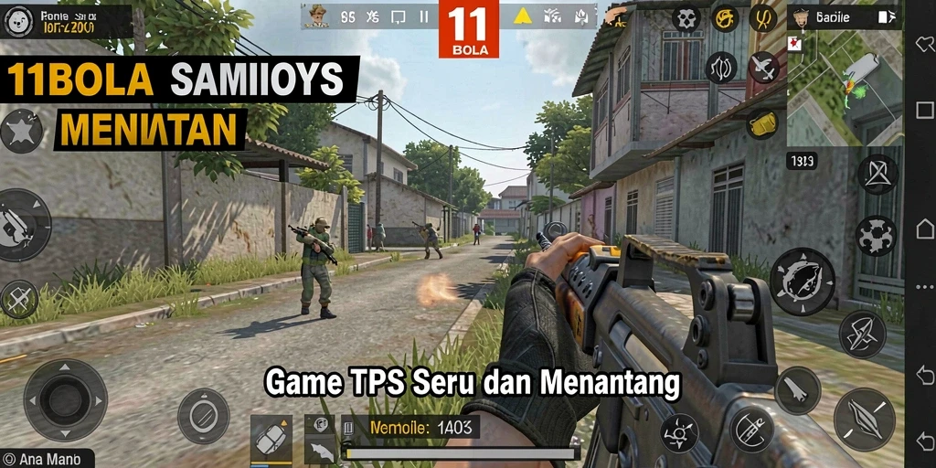 Tangkapan layar gameplay TPS penuh aksi dalam 11BOLA.