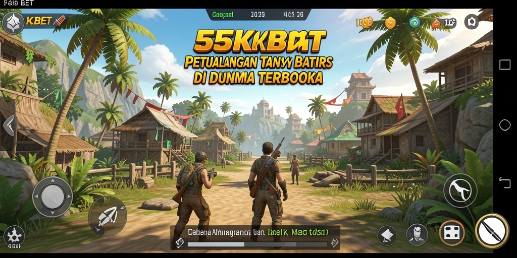 Tangkapan layar menunjukkan pemain menjelajahi dunia terbuka 55KBET.