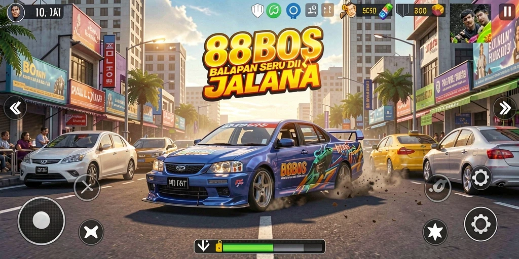 Tampilan gameplay Racing yang mendebarkan di 88BOS.