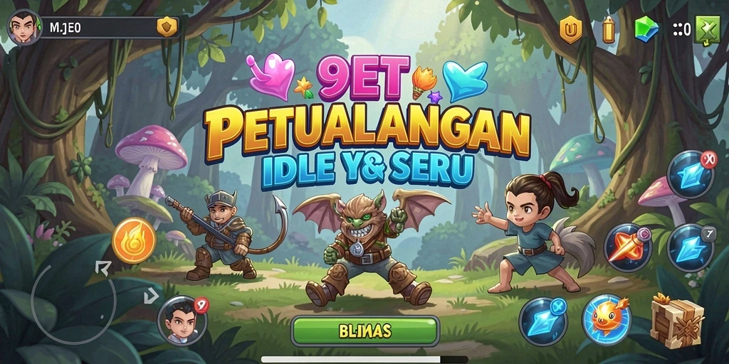 Screenshot 9ET menampilkan aksi karakter dalam gameplay Idle yang menarik.