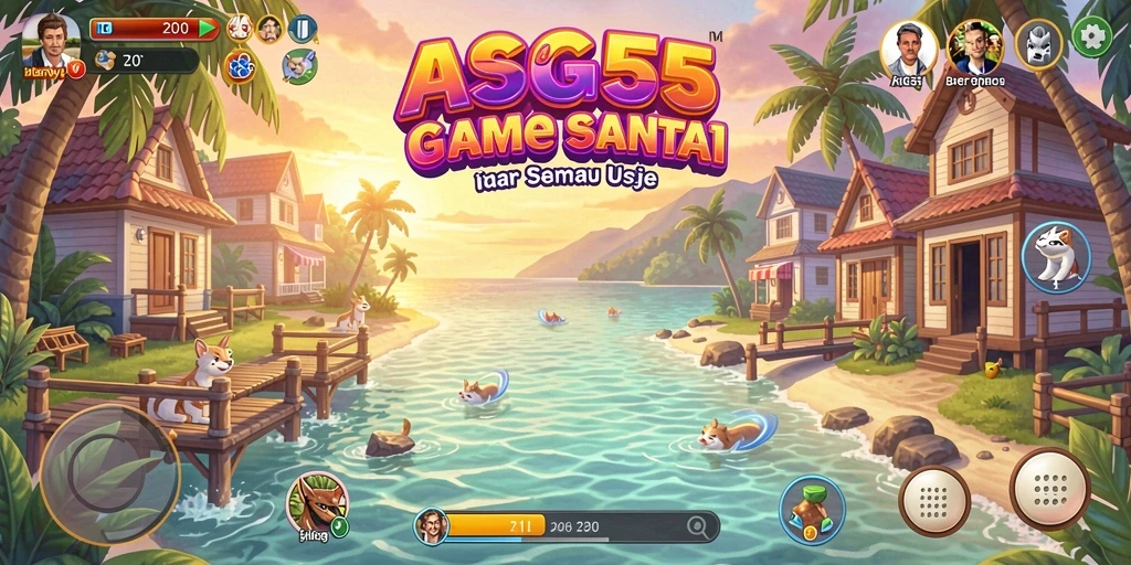 Tampilan gameplay ASG55 yang penuh warna dan menyenangkan.