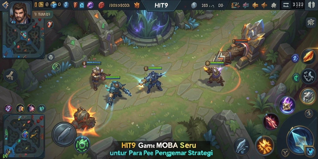 Tampilan utama gameplay HIT9 dengan pertarungan seru dan strategi tim.