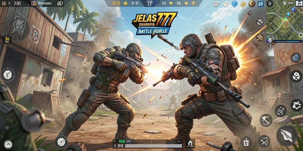 Screenshot JELAS777 menampilkan aksi pertarungan seru dalam game Battle Royale.