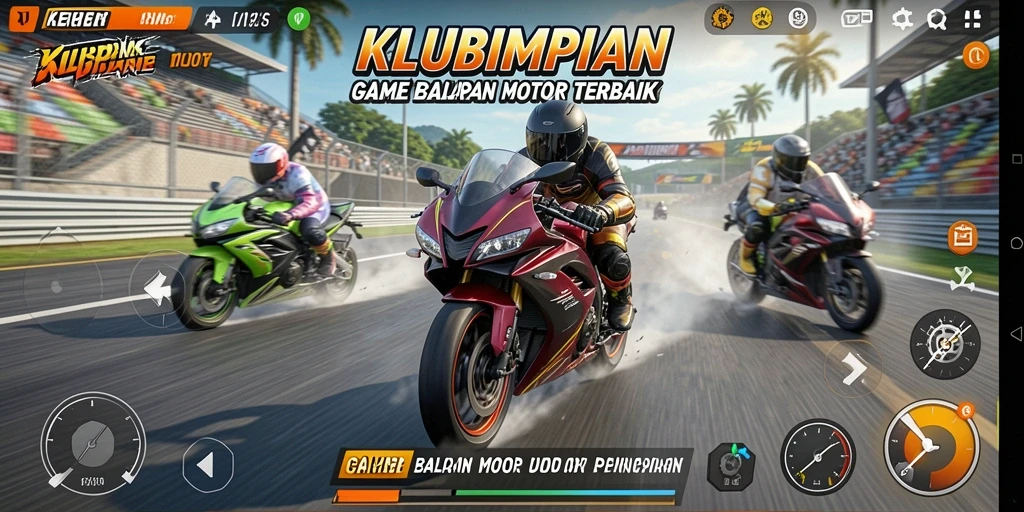 Gameplay menarik dari KLUBIMPIAN dengan balapan motor yang seru.
