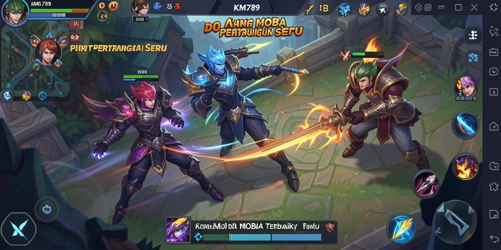 Tampilan Gameplay Seru dalam KM789 dengan Karakter MOBA.