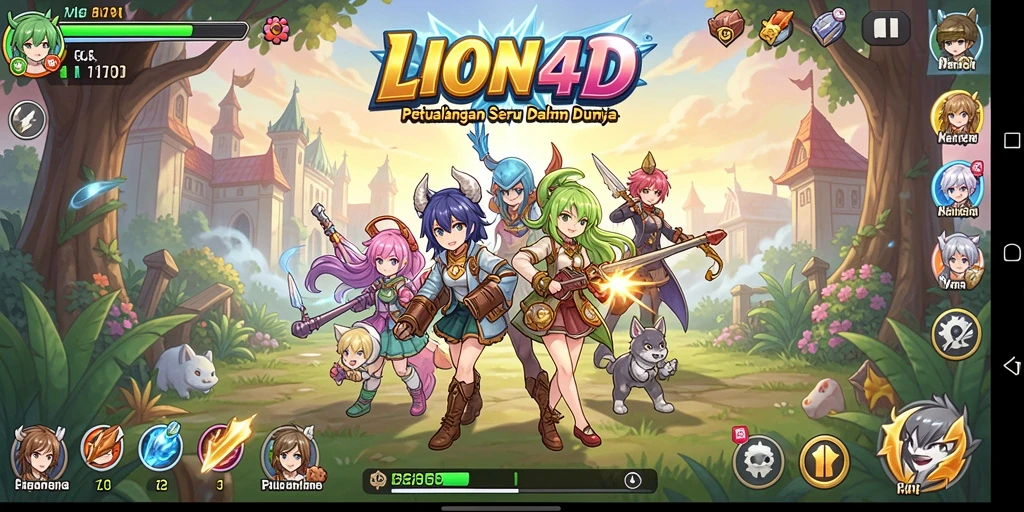 Screenshot LION4D menampilkan aksi seru dalam dunia Anime.