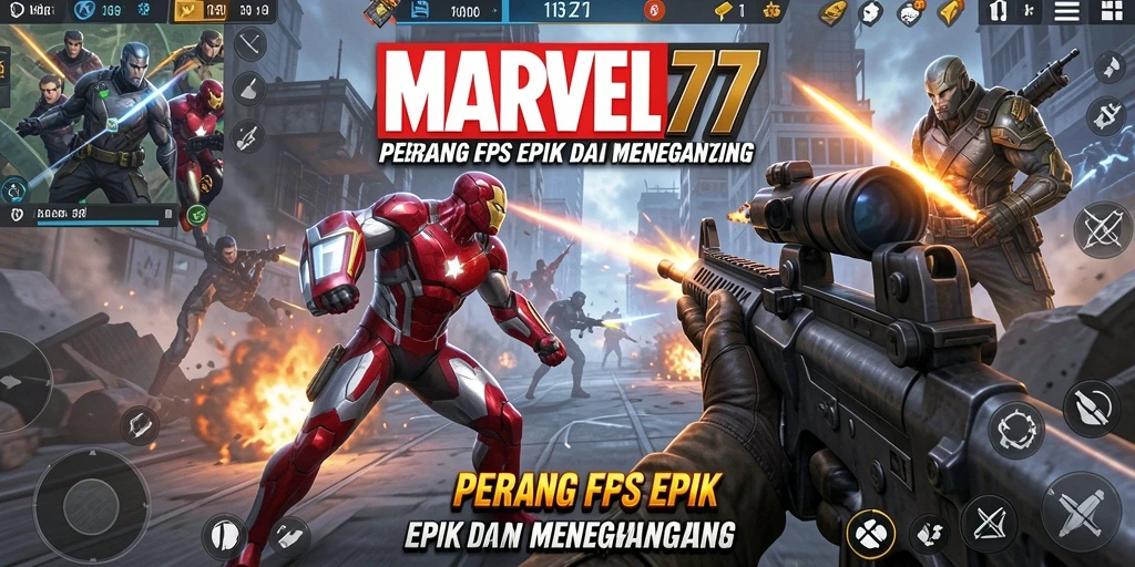 Tampilan gameplay yang intens dalam <strong>MARVEL77</strong>, penuh aksi FPS.