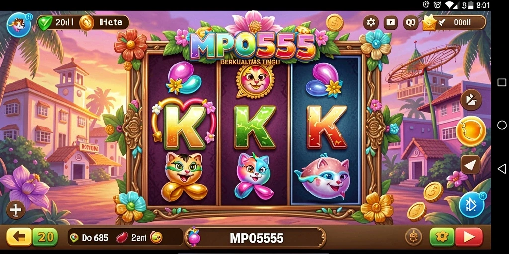 Screenshot MPO555 menampilkan gameplay slot yang dinamis dan menarik.