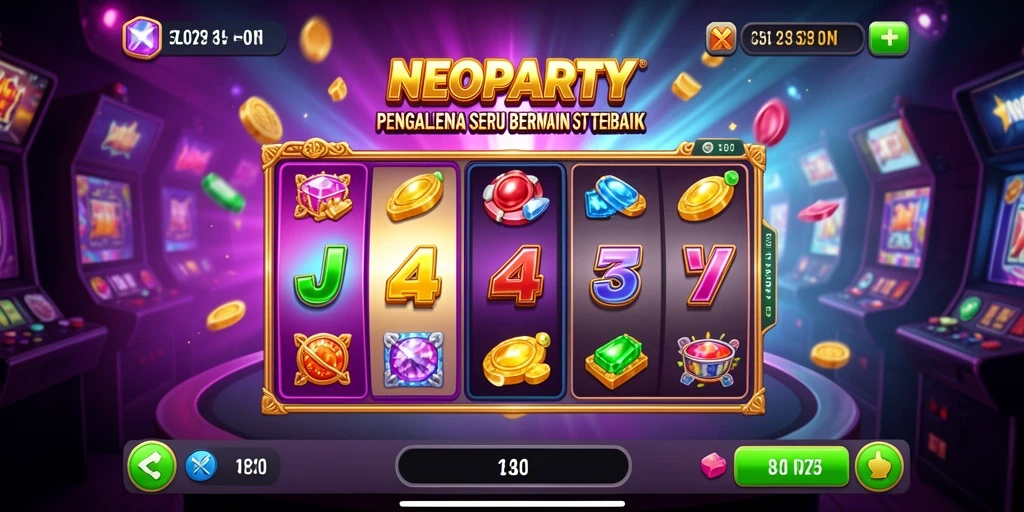 Tampilan gameplay NEOPARTY yang penuh warna dan dinamis.