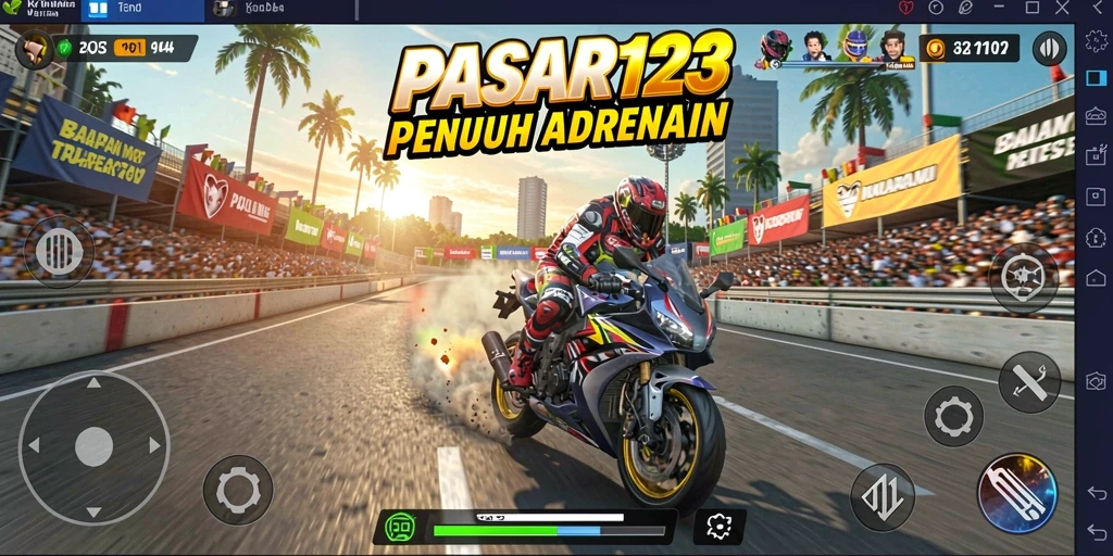 Tampilan gameplay PASAR123 dengan balapan motor yang seru.