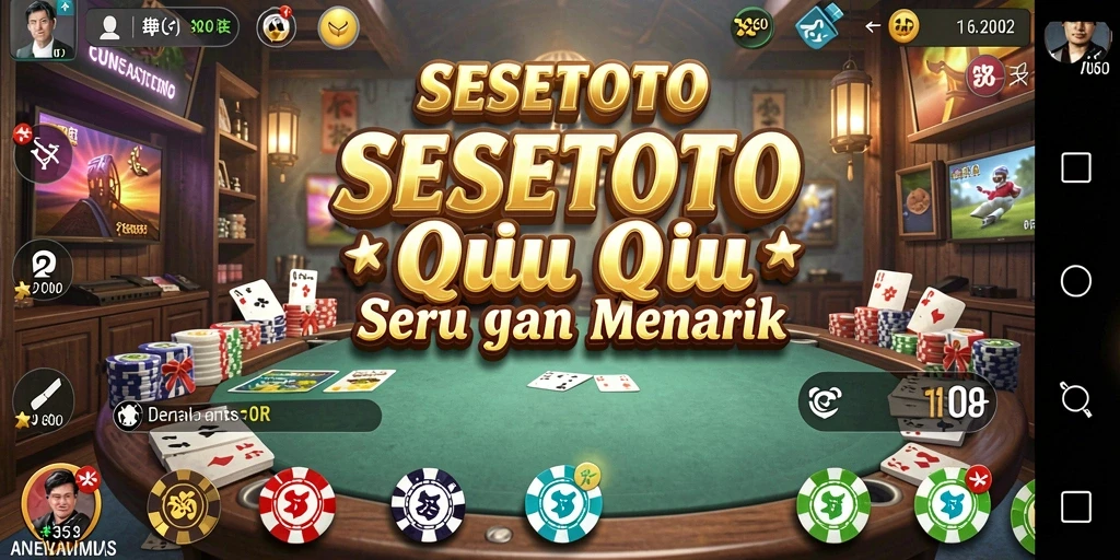 Screenshot gameplay SESETOTO yang menunjukkan suasana pertandingan QiuQiu.