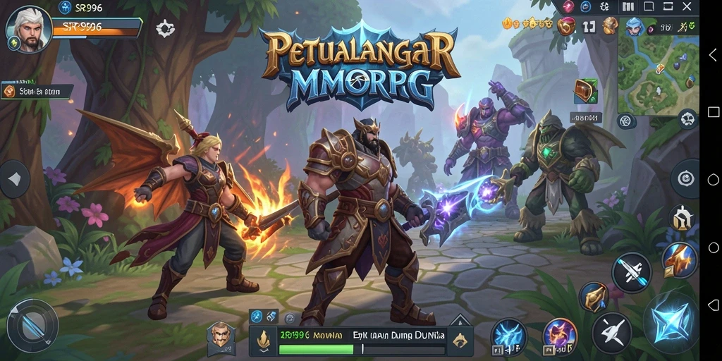 Screenshot utama SR996 menampilkan aksi seru dalam pertarungan MMORPG.