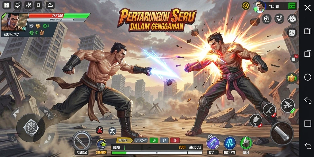 Screenshot utama TKP188 menampilkan aksi pertarungan yang seru.