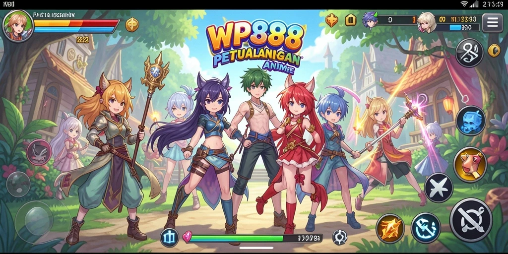 Tampilan gameplay seru dari WP888 yang penuh dengan aksi karakter anime.